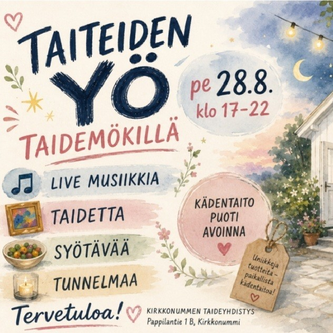 Taiteiden yö Taidemökillä